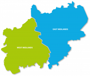 East and West Midlands Map